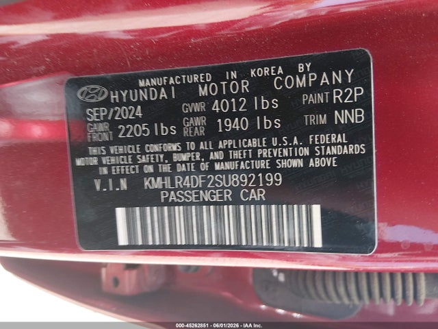 Aukcja sprzedaży 2025 Hyundai Elantra N Line, vin: KMHLR4DF2SU892199, numer aukcji: 45262851