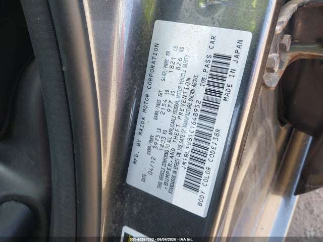 Продажа на аукционе авто 2012 Mazda Mazda3 I Touring, vin: JM1BL1V81C1648952, номер лота: 45262882