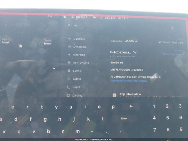 45263071 :رقم المزاد ، 7SAYGDED3TF436934 vin ، 2026 Tesla Model Y Premium Rear-wheel Drive/rear-wheel Drive مزاد بيع
