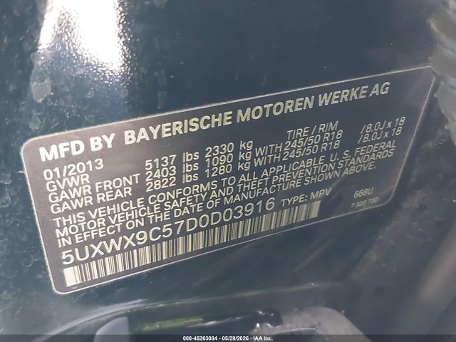 Aukcja sprzedaży 2013 Bmw X3 Xdrive28i, vin: 5UXWX9C57D0D03916, numer aukcji: 45263084