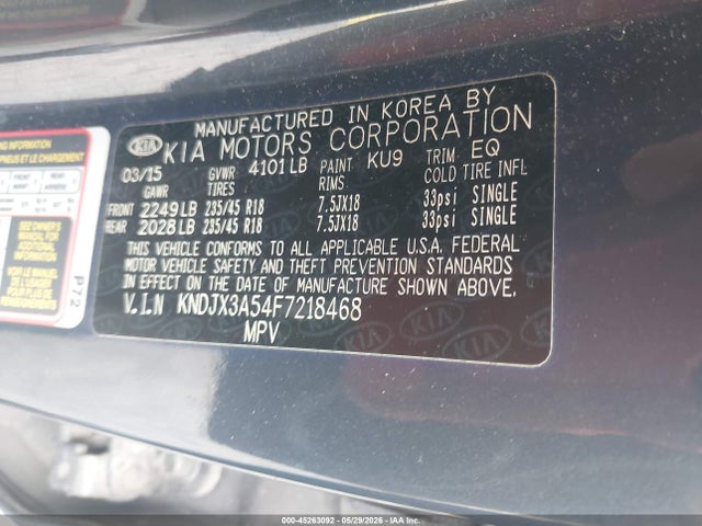 45263092 :رقم المزاد ، KNDJX3A54F7218468 vin ، 2015 Kia Soul ! مزاد بيع
