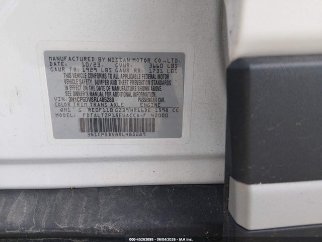 Aukcja sprzedaży 2024 Nissan Kicks Sr Xtronic Cvt, vin: 3N1CP5DV8RL485289, numer aukcji: 45263098