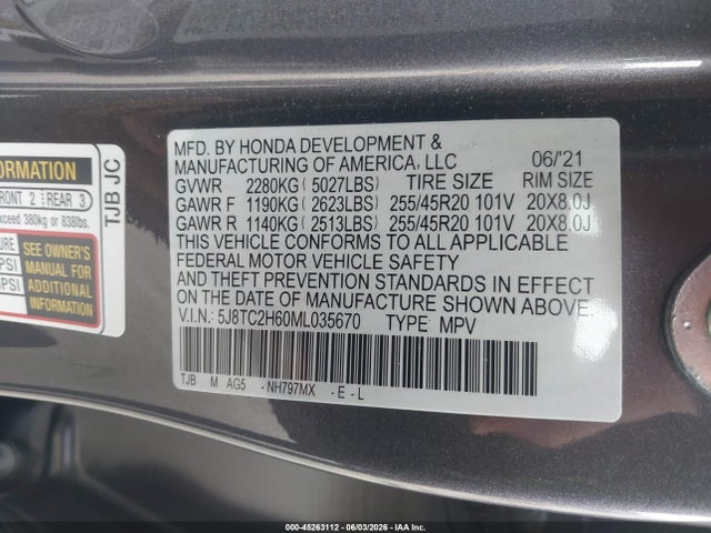 Acura Rdx A-spec Package 2021 5J8TC2H60ML035670 Image 9