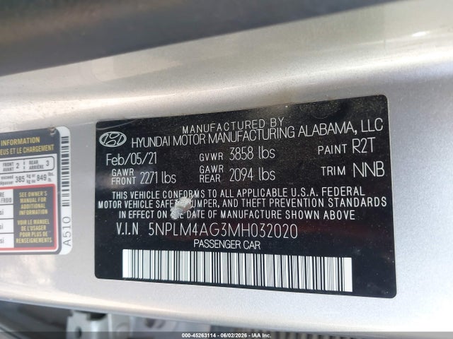 5NPLM4AG3MH032020 Hyundai ELANTRA SEL