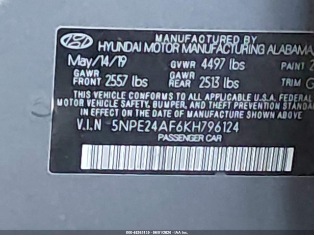 Hyundai SONATA SE 2019 5NPE24AF6KH796124 Image 9