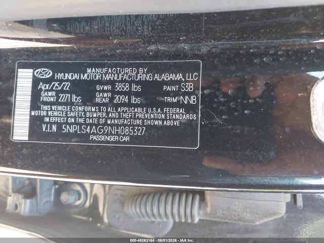 45263164 :رقم المزاد ، 5NPLS4AG9NH085327 vin ، 2022 Hyundai Elantra Sel مزاد بيع