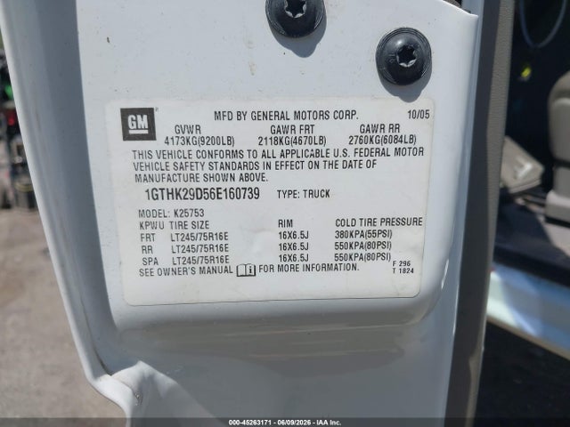 45263171 :رقم المزاد ، 1GTHK29D56E160739 vin ، 2006 Gmc Sierra 2500hd Slt مزاد بيع