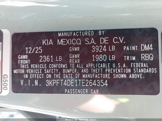 KIA K4 Lxs 2026 3KPFT4DE1TE264354 Image 9