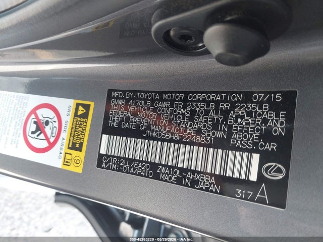 Lexus CT 200H 2015 JTHKD5BH8F2248831 Image 9