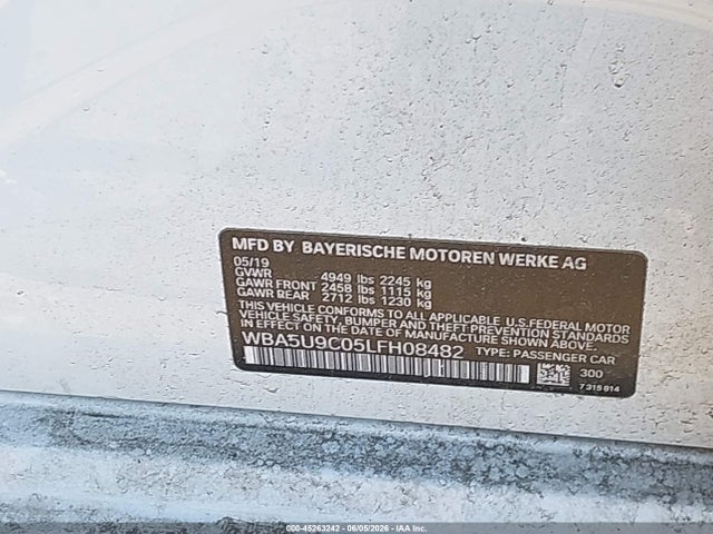 45263242 :رقم المزاد ، WBA5U9C05LFH08482 vin ، 2020 Bmw M340i M340i Xdrive مزاد بيع