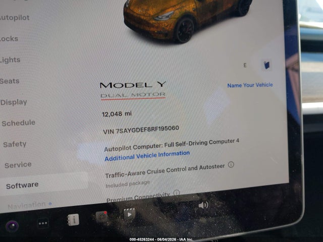45263244 :رقم المزاد ، 7SAYGDEF8RF195060 vin ، 2024 Tesla Model Y Performance Dual Motor All-wheel Drive مزاد بيع
