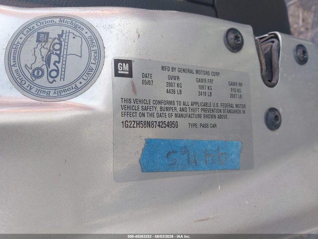 Продаж на аукціоні авто 2007 Pontiac G6 Gt, vin: 1G2ZH58N874254950, номер лоту: 45263252