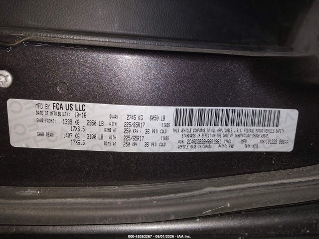 2017 Dodge Grand Caravan Se Plus მანქანა იყიდება აუქციონზე, vin: 2C4RDGBG8HR601981, აუქციონის ნომერი: 45263267