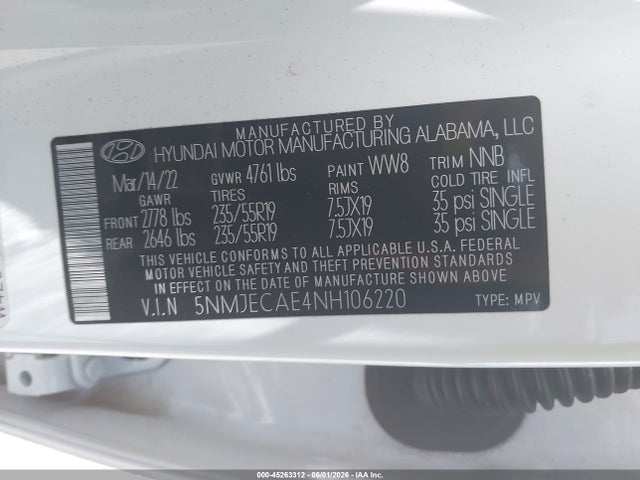 Hyundai Tucson Limited 2022 5NMJECAE4NH106220 Image 9