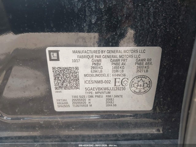 45263342 :رقم المزاد ، 5GAEVBKW6JJ139230 vin ، 2018 Buick Enclave Premium مزاد بيع