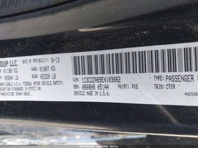 Продаж на аукціоні авто 2014 Dodge Avenger Se, vin: 1C3CDZAB9EN103082, номер лоту: 45263405