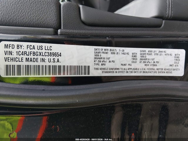 1C4RJFBGXLC389654 Jeep Grand Cherokee Limited 4x4