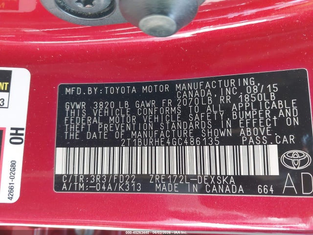 Toyota Corolla S Plus 2016 2T1BURHE4GC486135 Image 9