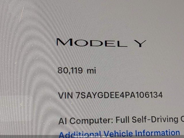 45263492 :رقم المزاد ، 7SAYGDEE4PA106134 vin ، 2023 Tesla Model Y مزاد بيع