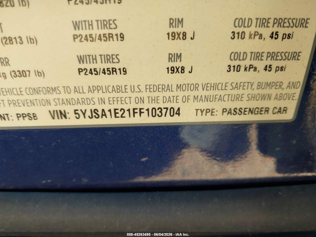 2015 Tesla Model S 70d/85d/p85d მანქანა იყიდება აუქციონზე, vin: 5YJSA1E21FF103704, აუქციონის ნომერი: 45263495