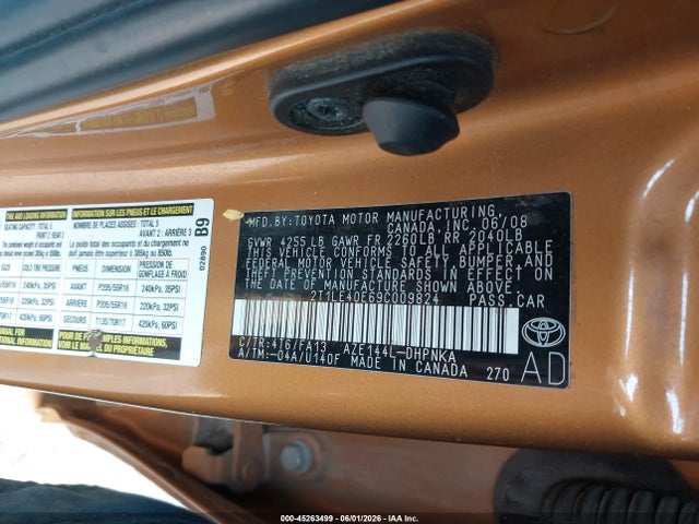 Aukcja sprzedaży 2009 Toyota Matrix S, vin: 2T1LE40E69C009824, numer aukcji: 45263499