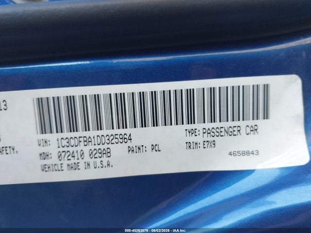 Aukcja sprzedaży 2013 Dodge Dart Sxt, vin: 1C3CDFBA1DD325964, numer aukcji: 45263576