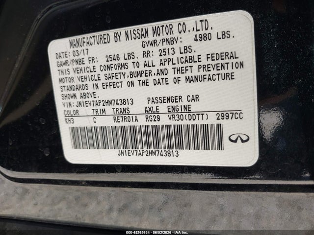 JN1EV7AP2HM743813 Infiniti Q50 3.0t Premium