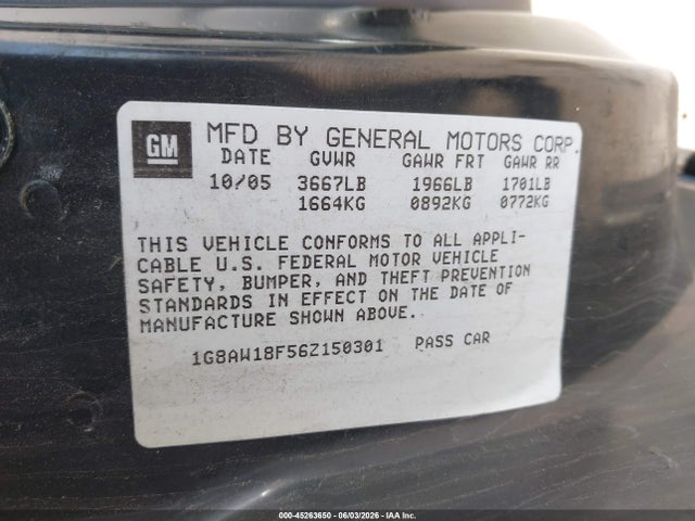 Продажа на аукционе авто 2006 Saturn Ion 3, vin: 1G8AW18F56Z150301, номер лота: 45263650
