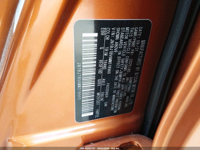 Продажа на аукционе авто 2021 Nissan Rogue Sport Sv Fwd Xtronic Cvt, vin: JN1BJ1BV6MW318960, номер лота: 45263707