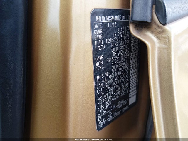 45263714 :رقم المزاد ، JN8AF5MV0ET359218 vin ، 2014 Nissan Juke Sv مزاد بيع