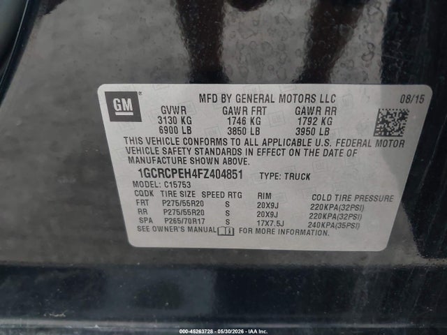 2015 Chevrolet Silverado 1500 Ls მანქანა იყიდება აუქციონზე, vin: 1GCRCPEH4FZ404851, აუქციონის ნომერი: 45263728