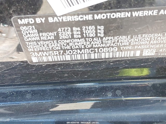 Продаж на аукціоні авто 2021 Bmw 330i Xdrive, vin: 3MW5R7J02M8C10899, номер лоту: 45263740