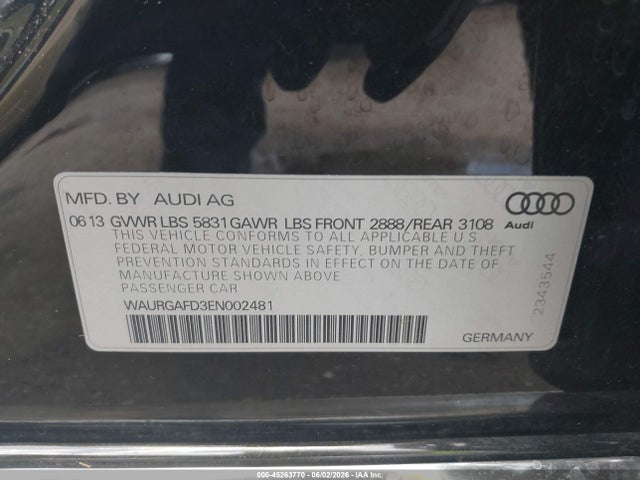 Продаж на аукціоні авто 2014 Audi A8 L 3.0t, vin: WAURGAFD3EN002481, номер лоту: 45263770