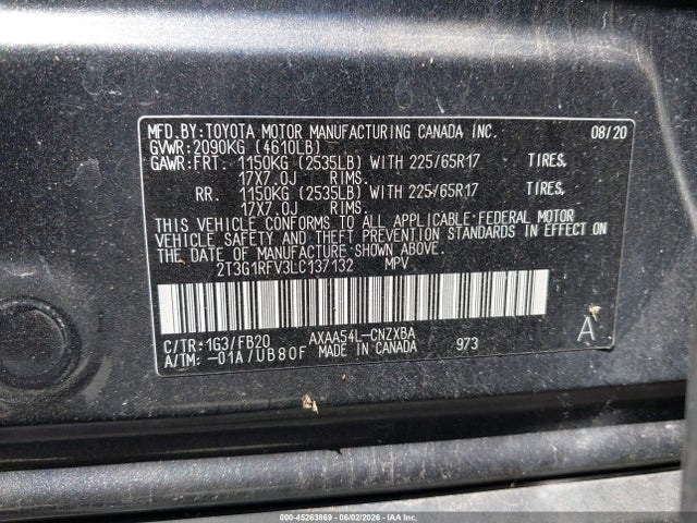 Toyota RAV4 LE 2020 2T3G1RFV3LC137132 Image 9