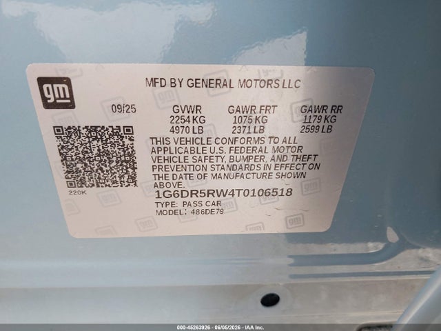Продаж на аукціоні авто 2026 Cadillac Ct5-v V-series Rwd, vin: 1G6DR5RW4T0106518, номер лоту: 45263926