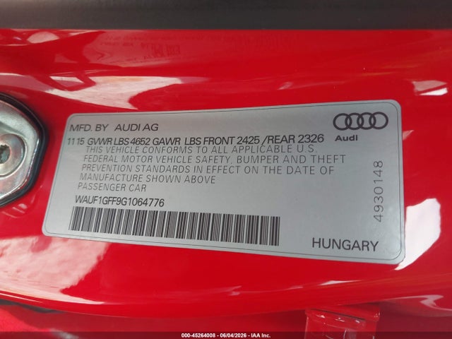 Aukcja sprzedaży 2016 Audi S3 2.0t Premium Plus, vin: WAUF1GFF9G1064776, numer aukcji: 45264008