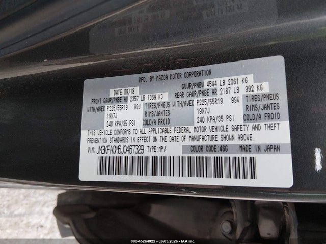 Aukcja sprzedaży 2018 Mazda Cx-5 Touring, vin: JM3KFACM6J0467329, numer aukcji: 45264022