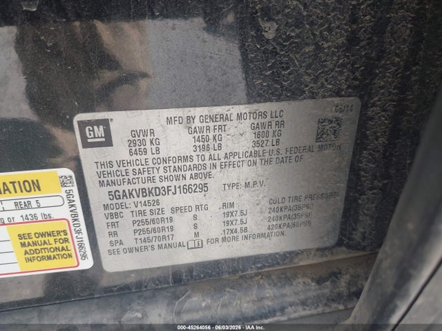 Продажа на аукционе авто 2015 Buick Enclave Leather, vin: 5GAKVBKD3FJ166295, номер лота: 45264056