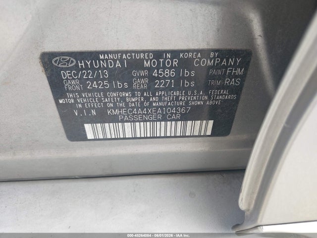 45264084 :رقم المزاد ، KMHEC4A4XEA104367 vin ، 2014 Hyundai Sonata Hybrid Limited مزاد بيع