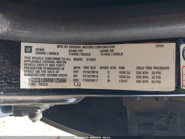 Продаж на аукціоні авто 2009 Chevrolet Colorado Lt, vin: 1GCCS139898125866, номер лоту: 45264120