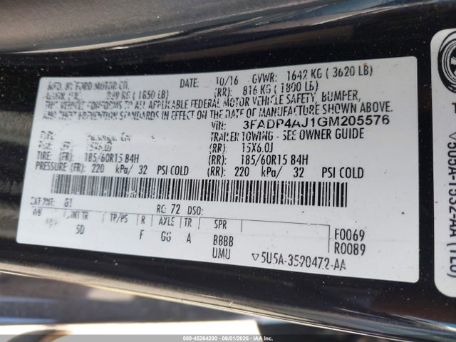 Продаж на аукціоні авто 2016 Ford Fiesta S, vin: 3FADP4AJ1GM205576, номер лоту: 45264200