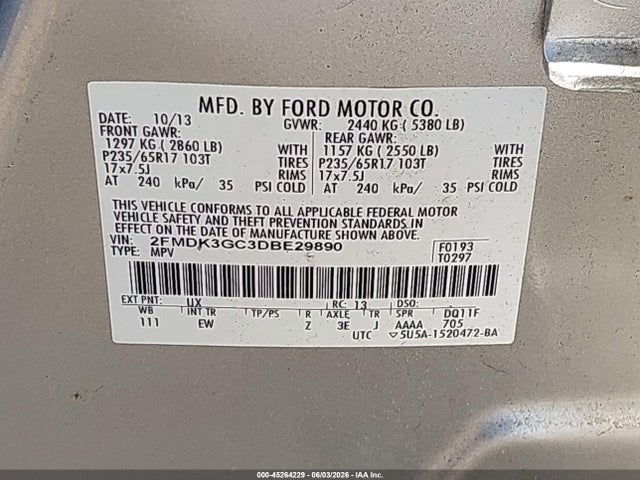 Aukcja sprzedaży 2013 Ford Edge Se, vin: 2FMDK3GC3DBE29890, numer aukcji: 45264229