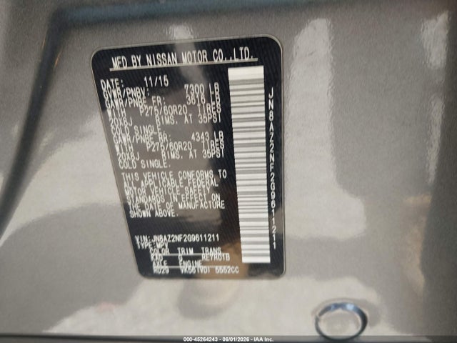Продаж на аукціоні авто 2016 Infiniti Qx80, vin: JN8AZ2NF2G9611211, номер лоту: 45264243