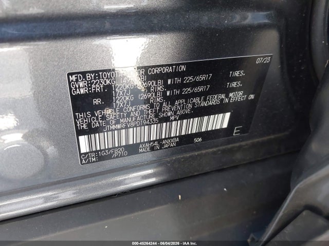 JTMMWRFV8PD194335 Toyota Rav4 Hybrid Le