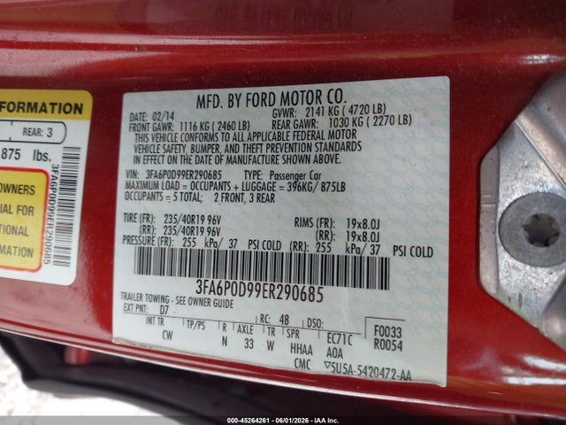 3FA6P0D99ER290685 Ford Fusion Titanium