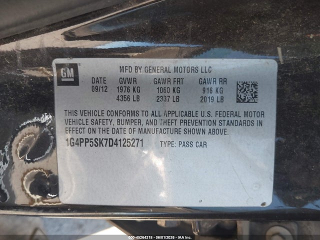 Aukcja sprzedaży 2013 Buick Verano, vin: 1G4PP5SK7D4125271, numer aukcji: 45264318