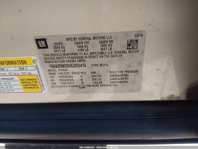 GMC Acadia Limited 2017 1GKKRSKDXHJ250415 Image 9