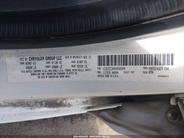 Aukcja sprzedaży 2013 Dodge Avenger Sxt, vin: 1C3CDZCB0DN590944, numer aukcji: 45264339