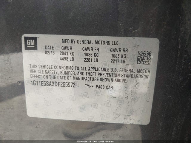 2013 Chevrolet Malibu 2lt მანქანა იყიდება აუქციონზე, vin: 1G11E5SA3DF255973, აუქციონის ნომერი: 45264378