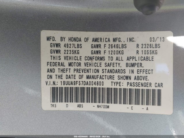 Продаж на аукціоні авто 2013 Acura Tl 3.7, vin: 19UUA9F57DA004800, номер лоту: 45264408